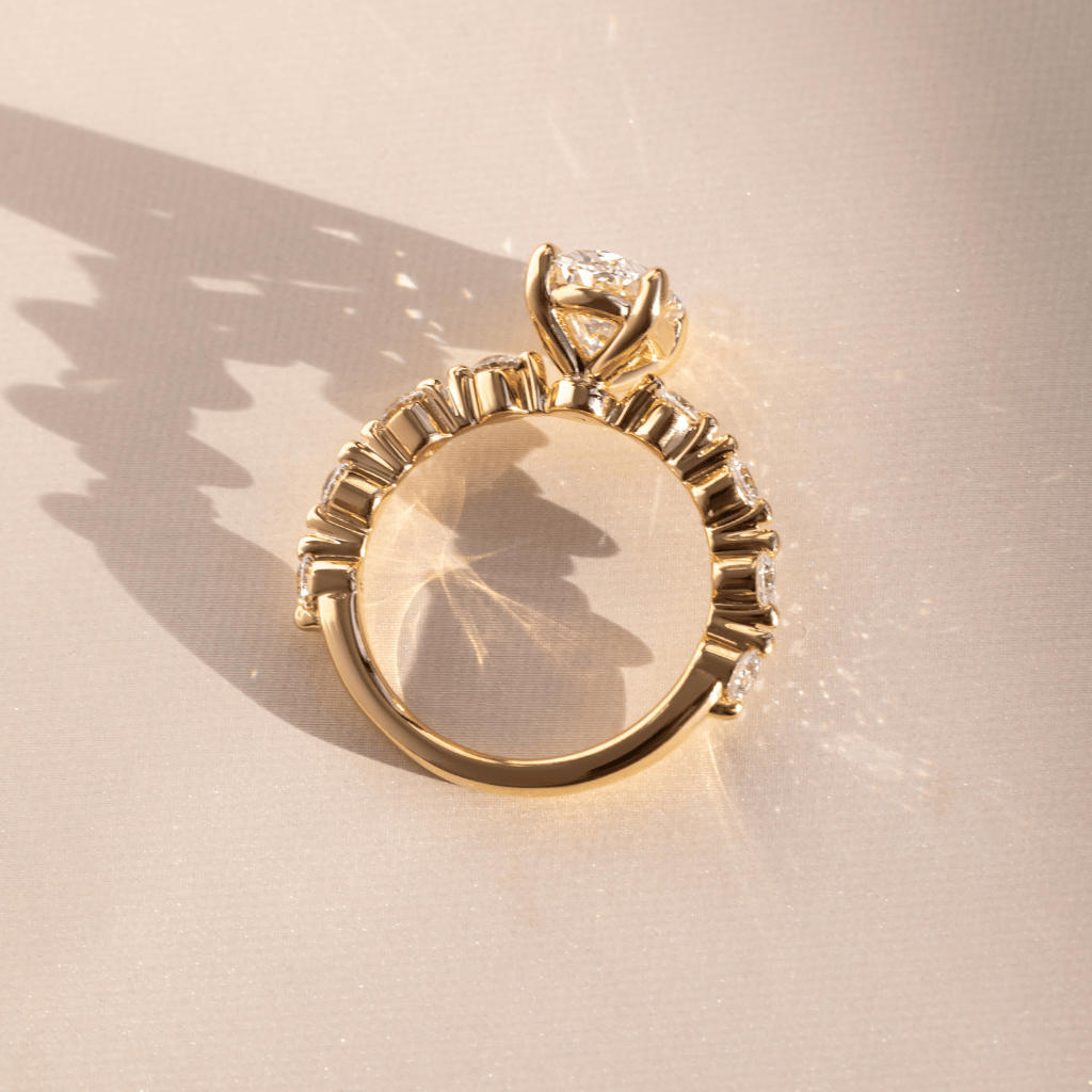 Marquise Shaped Three Stone Lab Grown Diamond Engagement Ring