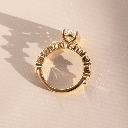 Marquise Shaped Three Stone Lab Grown Diamond Engagement Ring