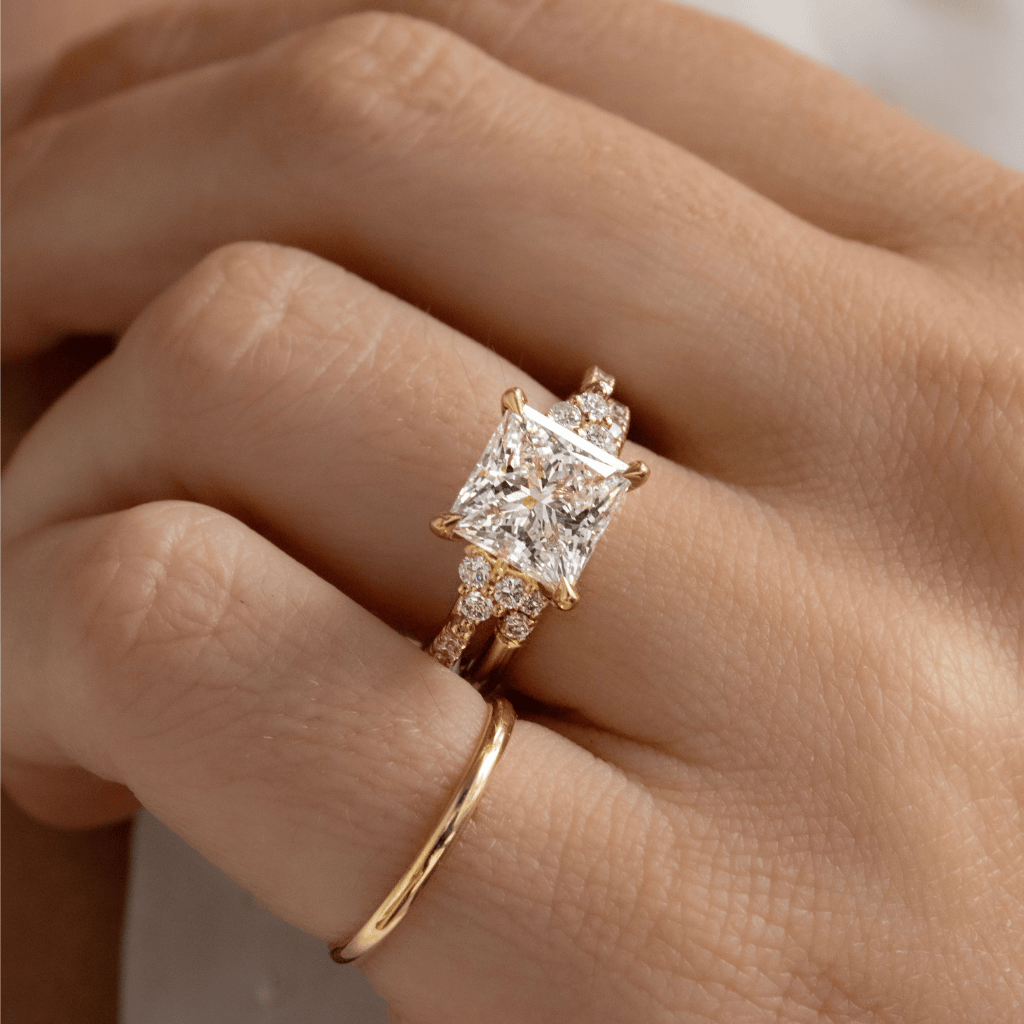 Marquise Shaped Three Stone Lab Grown Diamond Engagement Ring