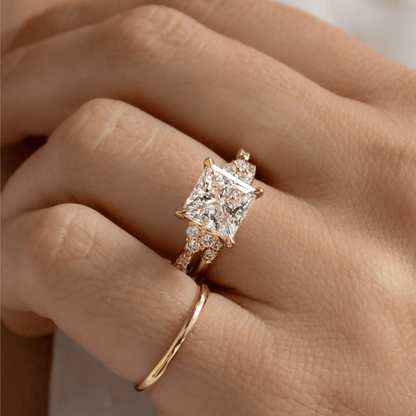 Marquise Shaped Three Stone Lab Grown Diamond Engagement Ring