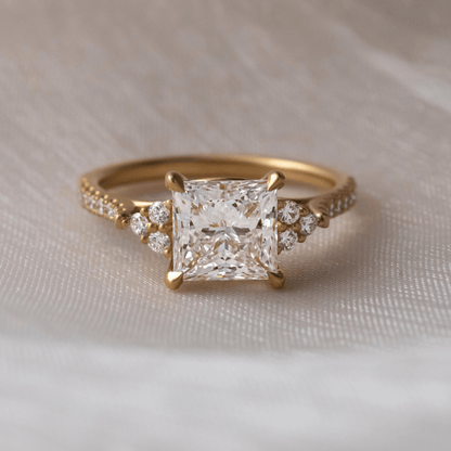 Marquise Shaped Three Stone Lab Grown Diamond Engagement Ring