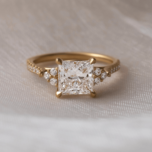 Marquise Shaped Three Stone Lab Grown Diamond Engagement Ring