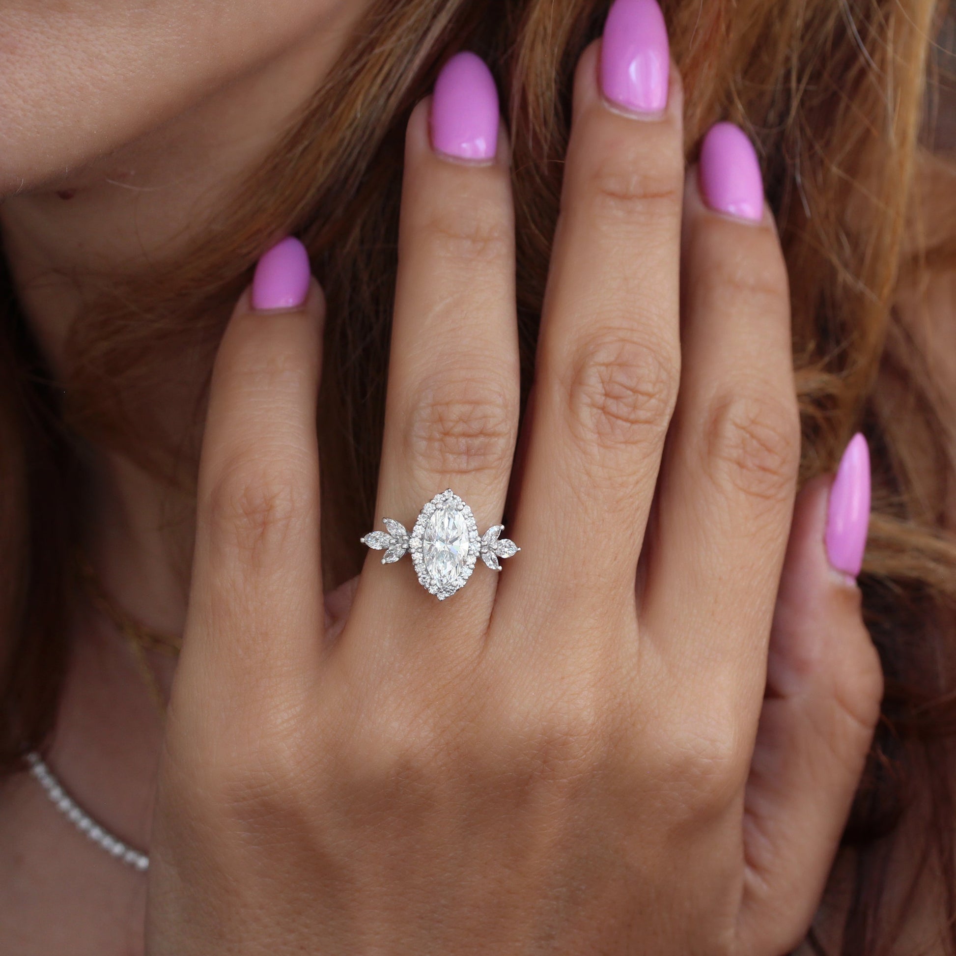 2.9 Carats Emerald Pave Styled Moissanite Engagement Ring
