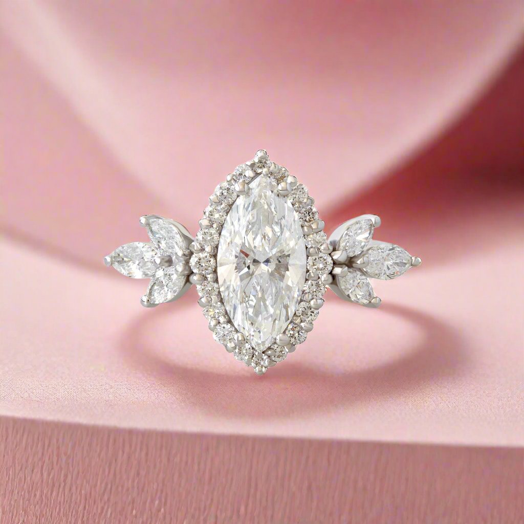 2.9 Carats Emerald Pave Styled Moissanite Engagement Ring