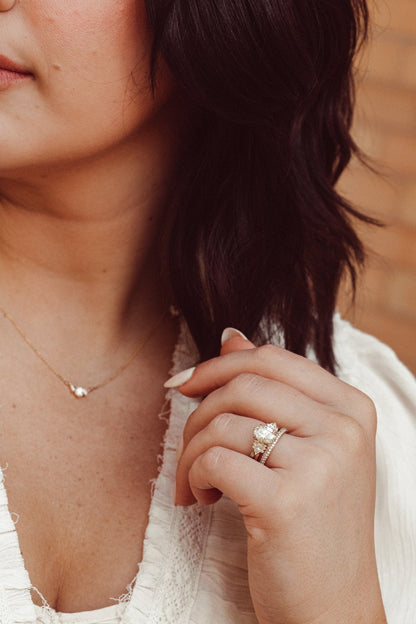 Marquise Shaped Three Stone Lab Grown Diamond Engagement Ring