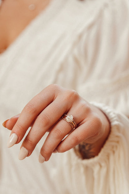 Marquise Shaped Three Stone Lab Grown Diamond Engagement Ring