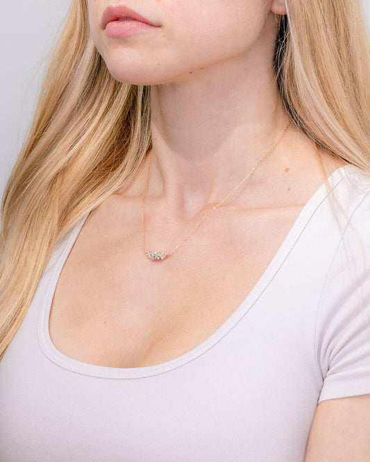 1.05 CT Oval & Round Cluster Moissanite Diamond Necklace in Solid Gold