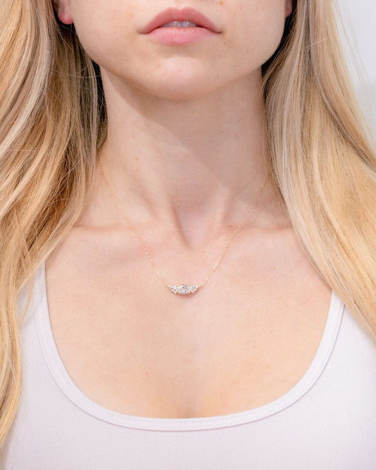 1.05 CT Oval & Round Cluster Moissanite Diamond Necklace in Solid Gold