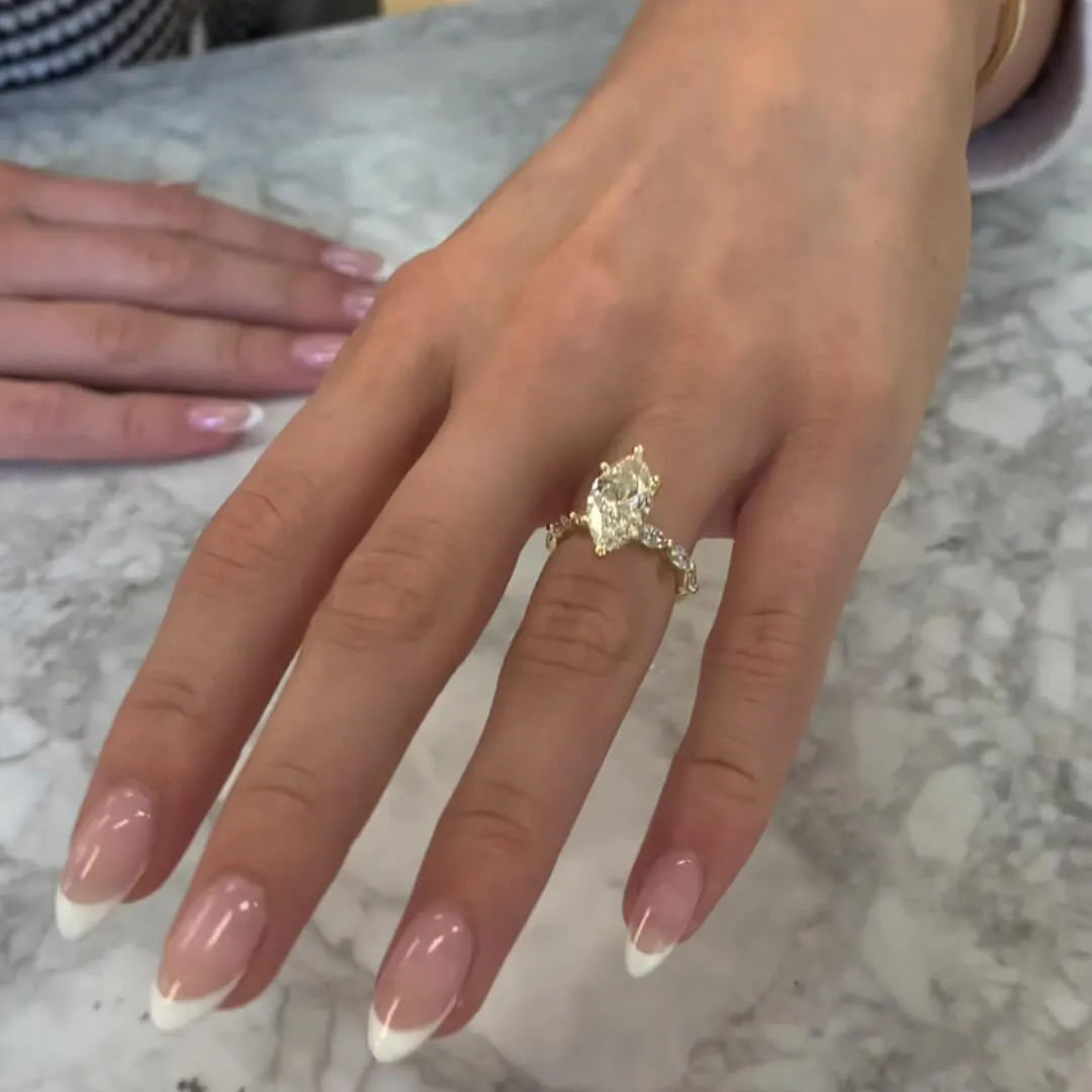 Custom Kelly 2.5 CT Marquise Pave Moissanite Engagement Ring