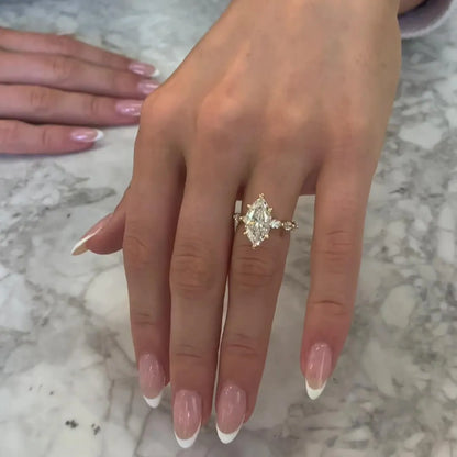 Custom Kelly 2.5 CT Marquise Pave Moissanite Engagement Ring