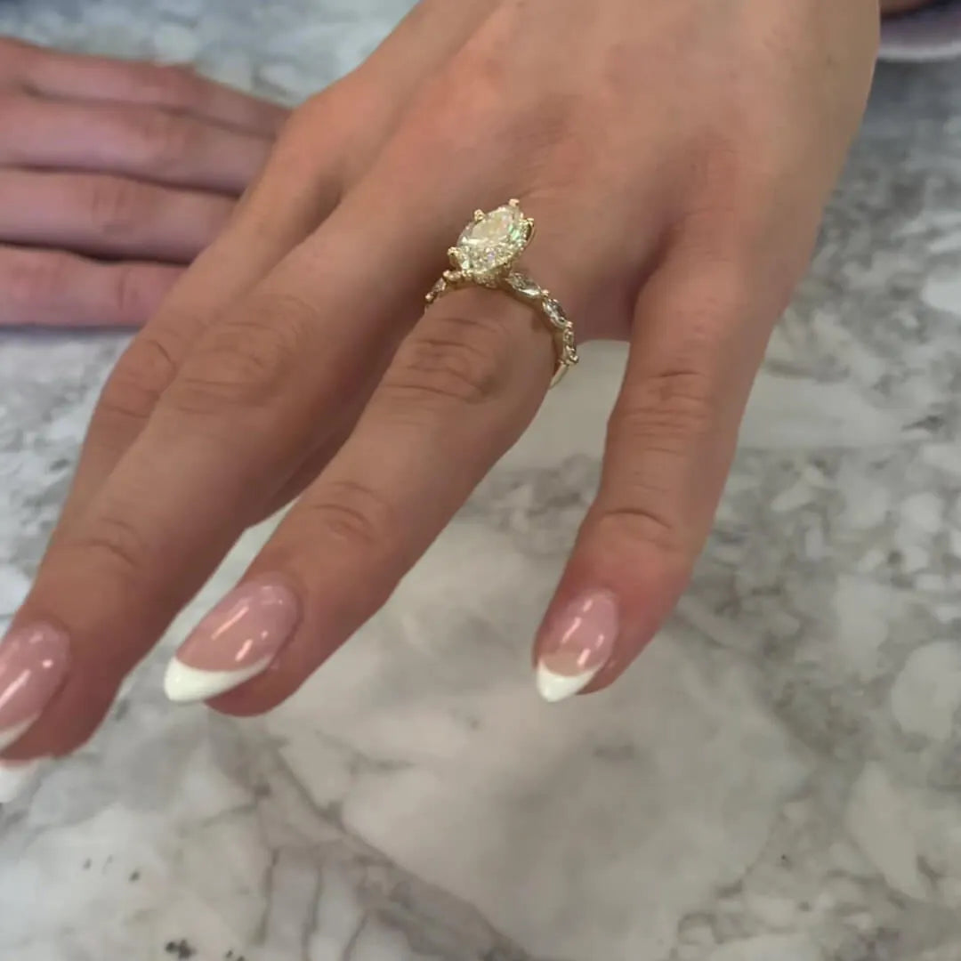 Custom Kelly 2.5 CT Marquise Pave Moissanite Engagement Ring