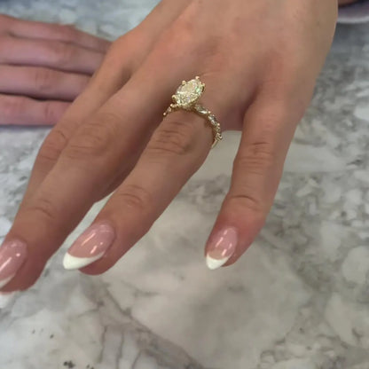 Custom Kelly 2.5 CT Marquise Pave Moissanite Engagement Ring