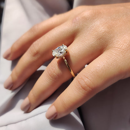 Oval Moissanite Engagement Ring With Hidden Halo Style