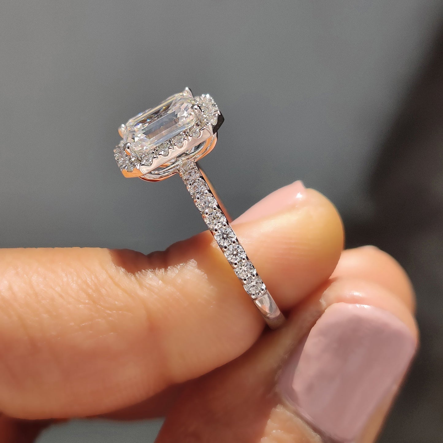 Emerald Cut Halo Ring