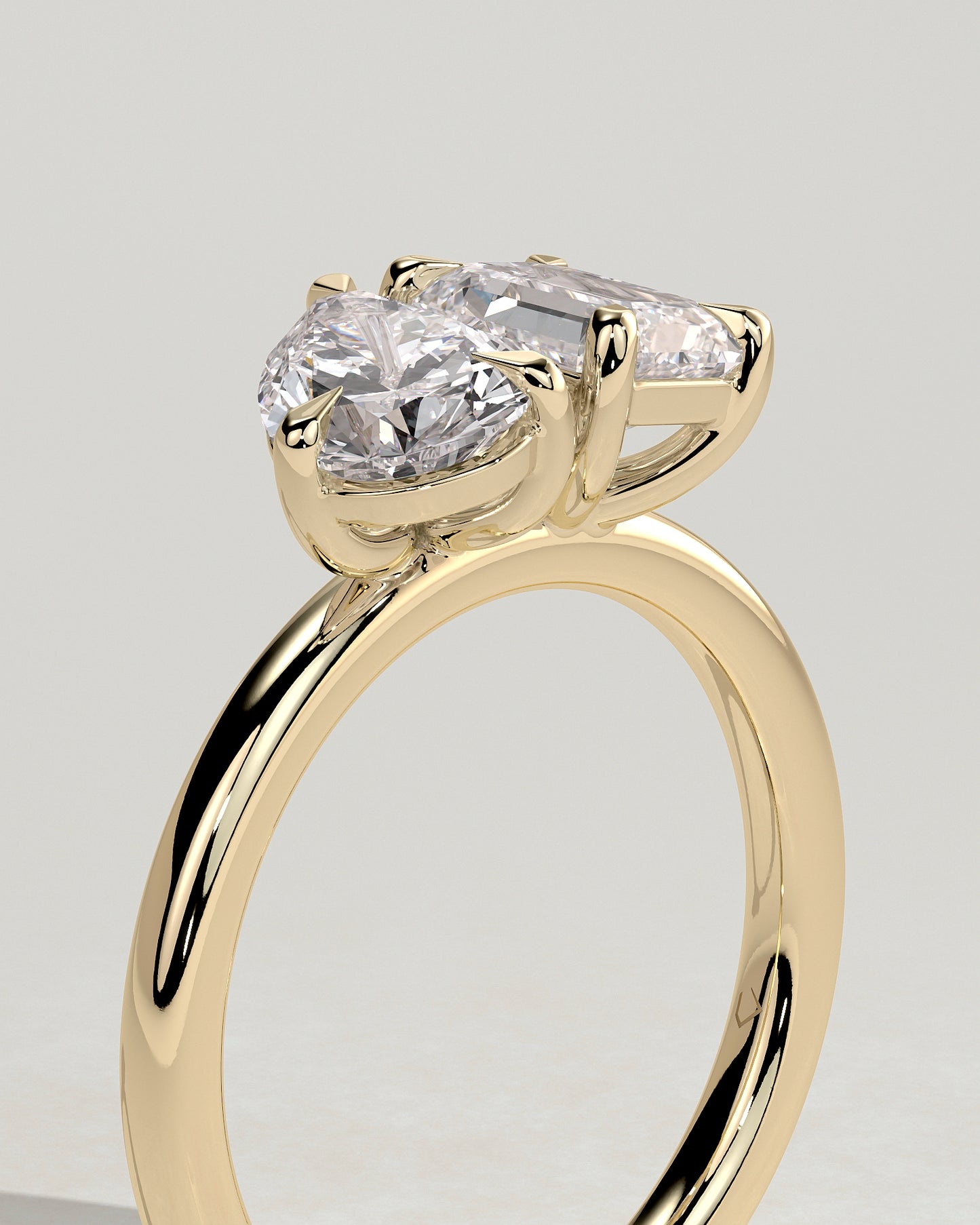 3.3 CT Emerald & Pear Cut Toi Et Moi Moissanite Engagement Ring