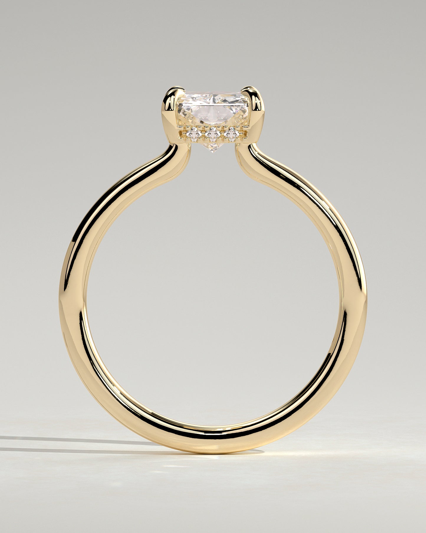 2.0 CT Radiant Hidden Halo Moissanite Engagement Ring