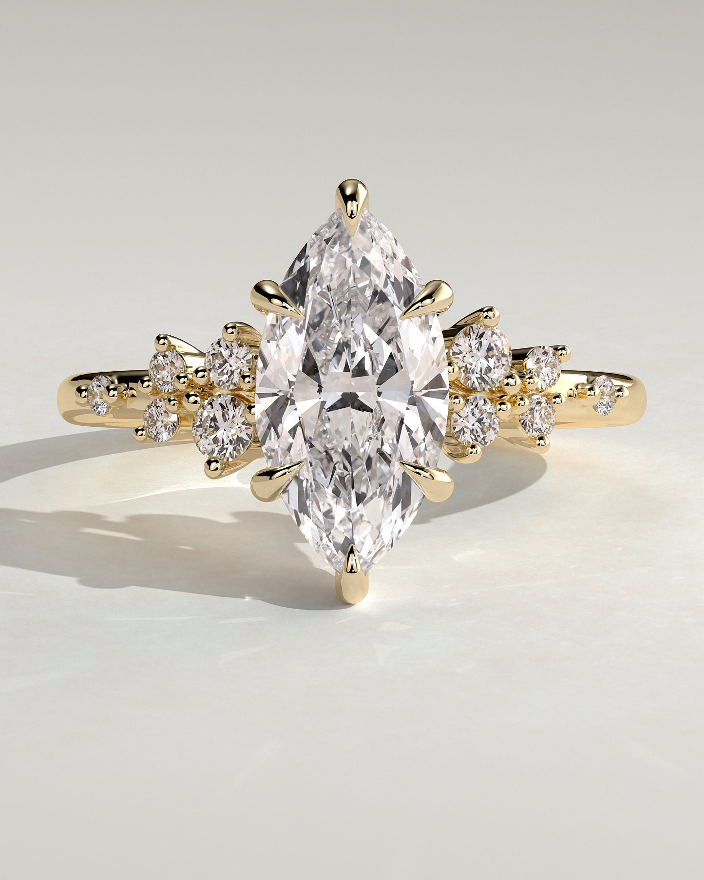 2 CT Marquise Cut Cluster Styled Moissanite Engagement Ring
