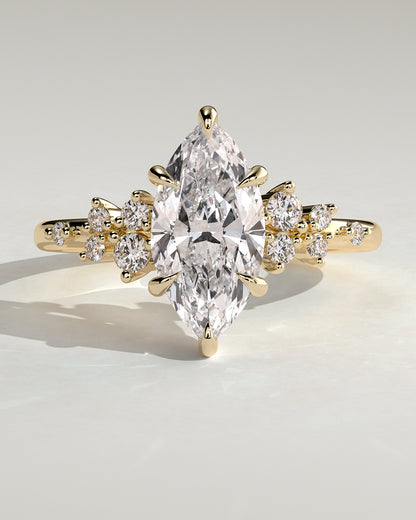 2 CT Marquise Cut Cluster Styled Moissanite Engagement Ring