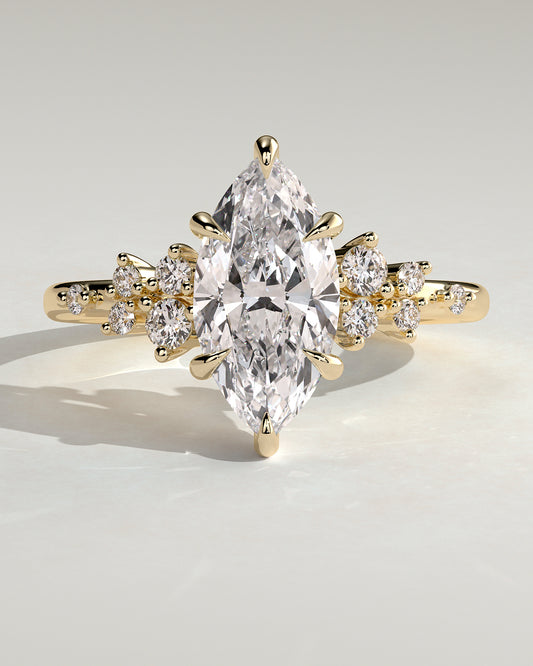 2 CT Marquise Cut Cluster Styled Moissanite Engagement Ring