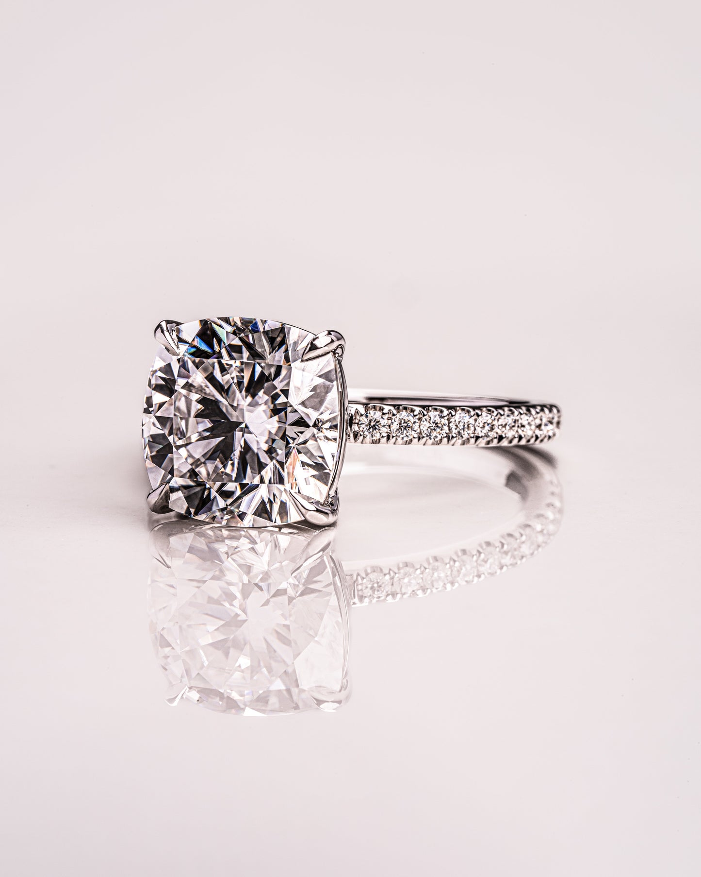4.18 CT Cushion Cut Pave Setting Moissanite Engagement Ring