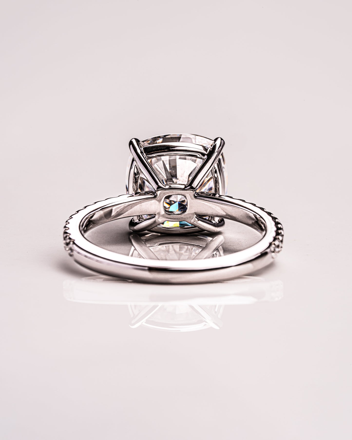 4.18 CT Cushion Cut Pave Setting Moissanite Engagement Ring