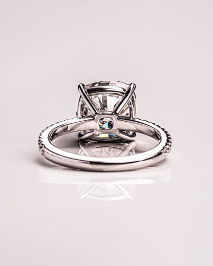 4.18 CT Cushion Cut Pave Setting Moissanite Engagement Ring