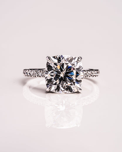 4.18 CT Cushion Cut Pave Setting Moissanite Engagement Ring