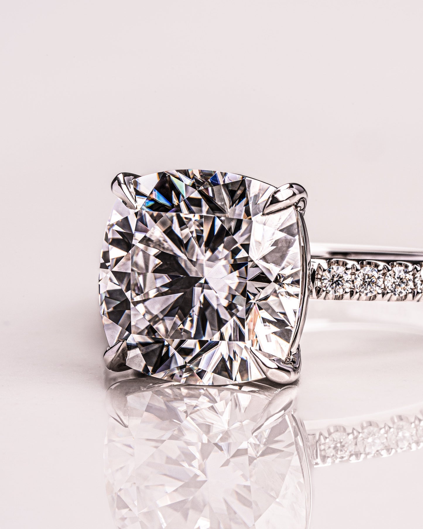 4.18 CT Cushion Cut Pave Setting Moissanite Engagement Ring