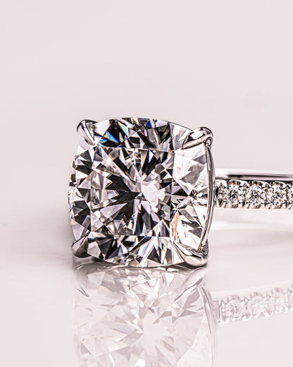 4.18 CT Cushion Cut Pave Setting Moissanite Engagement Ring