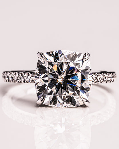 4.18 CT Cushion Cut Pave Setting Moissanite Engagement Ring