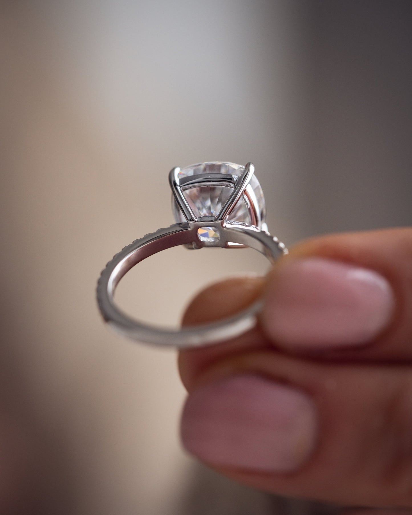 4.18 CT Cushion Cut Pave Setting Moissanite Engagement Ring