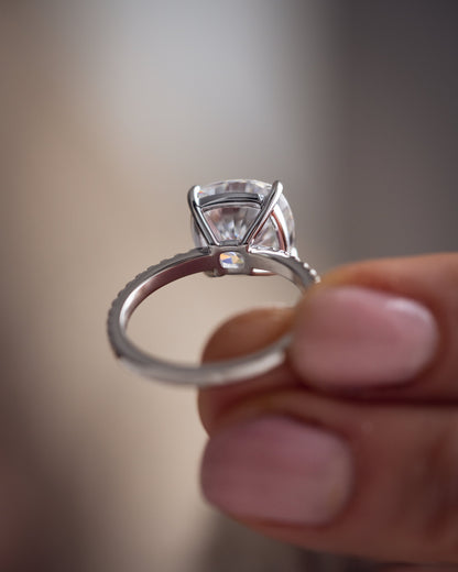 4.18 CT Cushion Cut Pave Setting Moissanite Engagement Ring