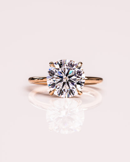 3.08 CT Round Cut Solitaire Hidden Halo Setting Moissanite Engagement Ring