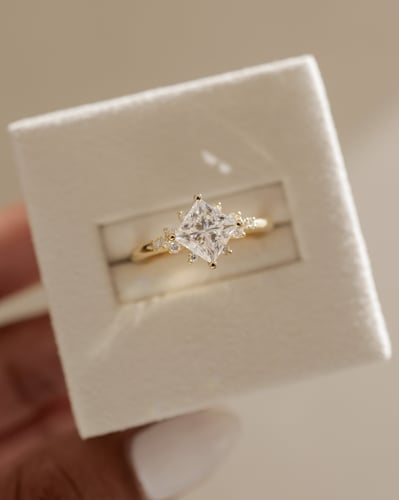 2.0 CT Princess Cluster Moissanite Engagement Ring