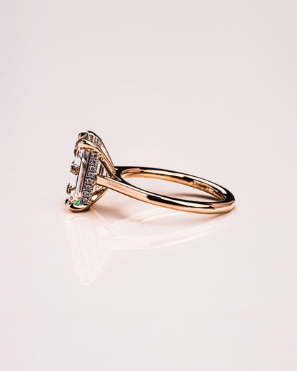 3.24 CT Emerald Cut Hidden Halo Moissanite Engagement Ring