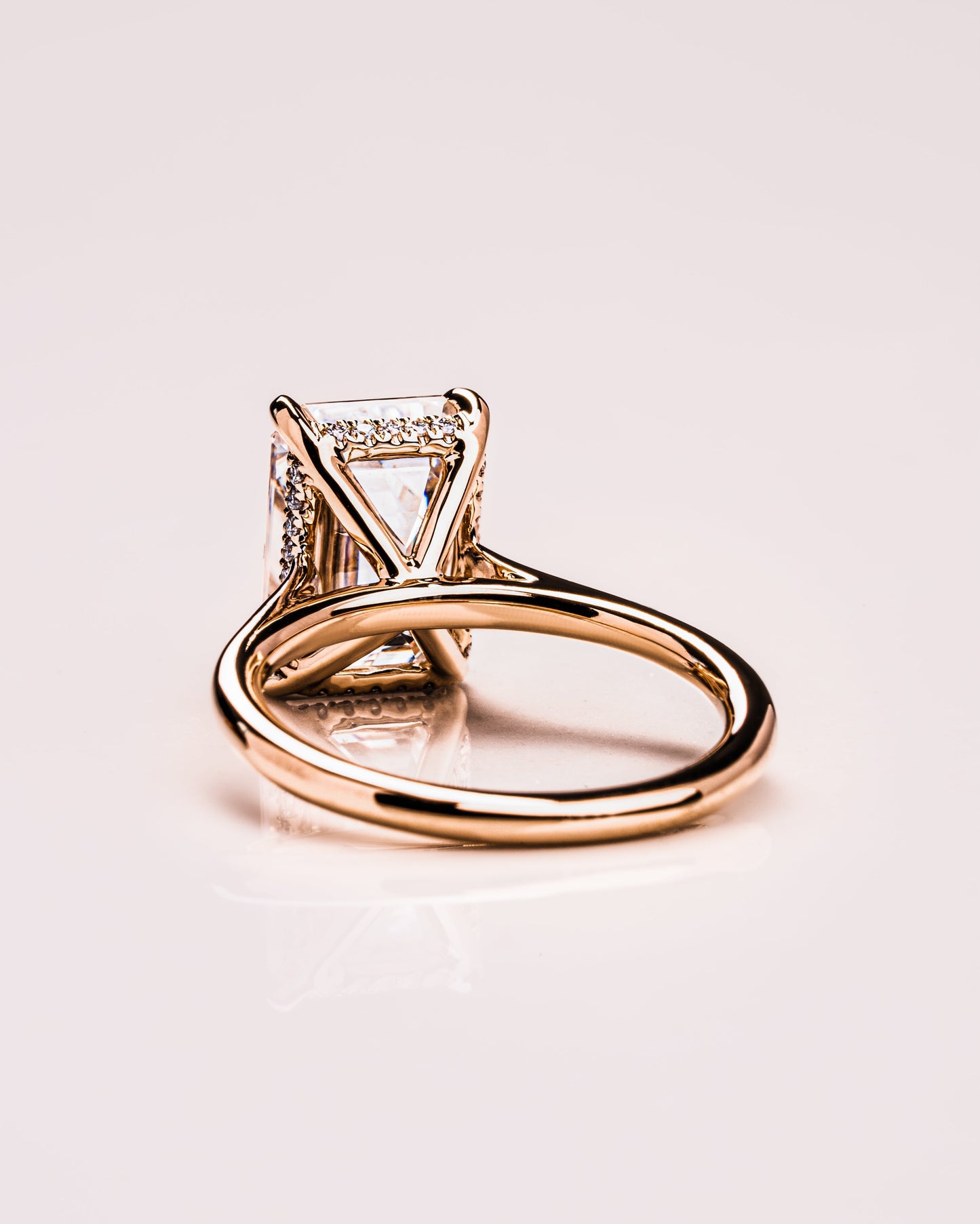 3.24 CT Emerald Cut Hidden Halo Moissanite Engagement Ring