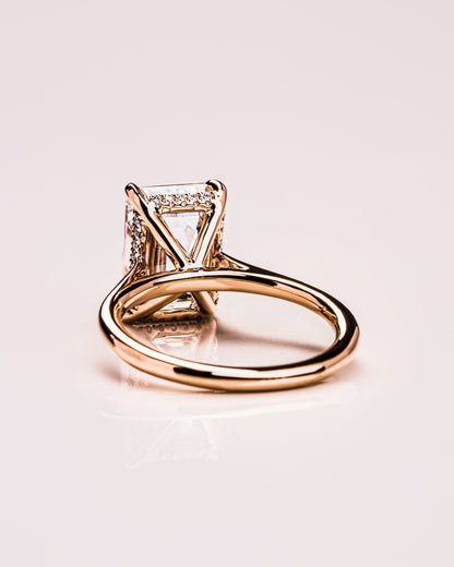 3.24 CT Emerald Cut Hidden Halo Moissanite Engagement Ring
