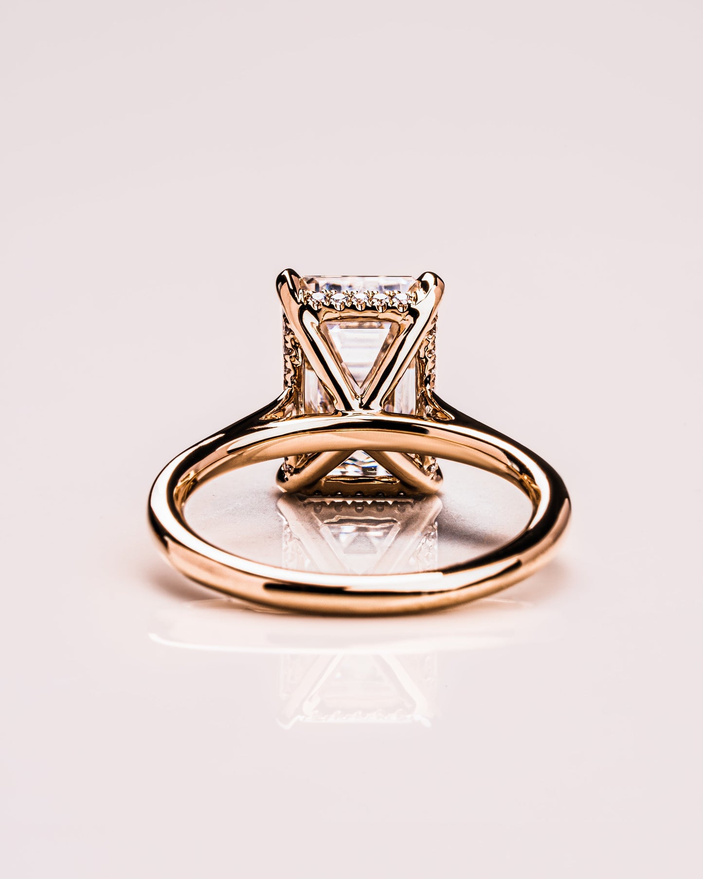 3.24 CT Emerald Cut Hidden Halo Moissanite Engagement Ring