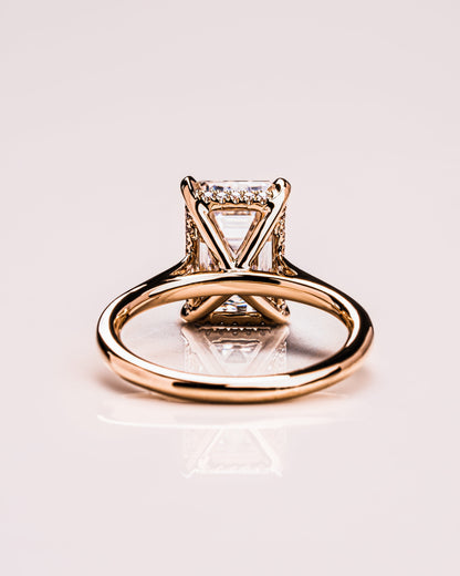 3.24 CT Emerald Cut Hidden Halo Moissanite Engagement Ring