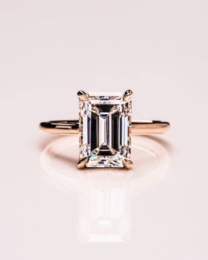3.24 CT Emerald Cut Hidden Halo Moissanite Engagement Ring