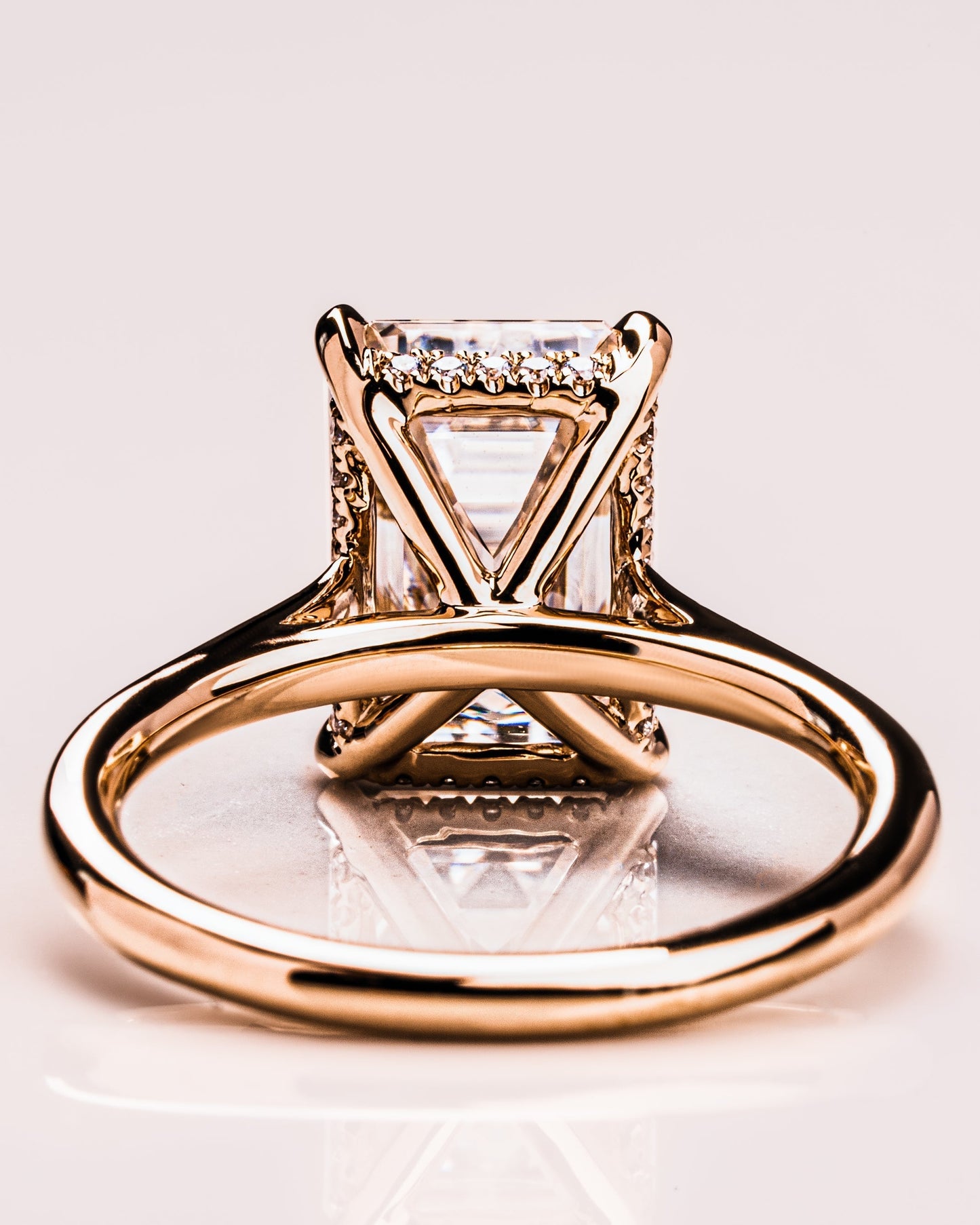3.24 CT Emerald Cut Hidden Halo Moissanite Engagement Ring