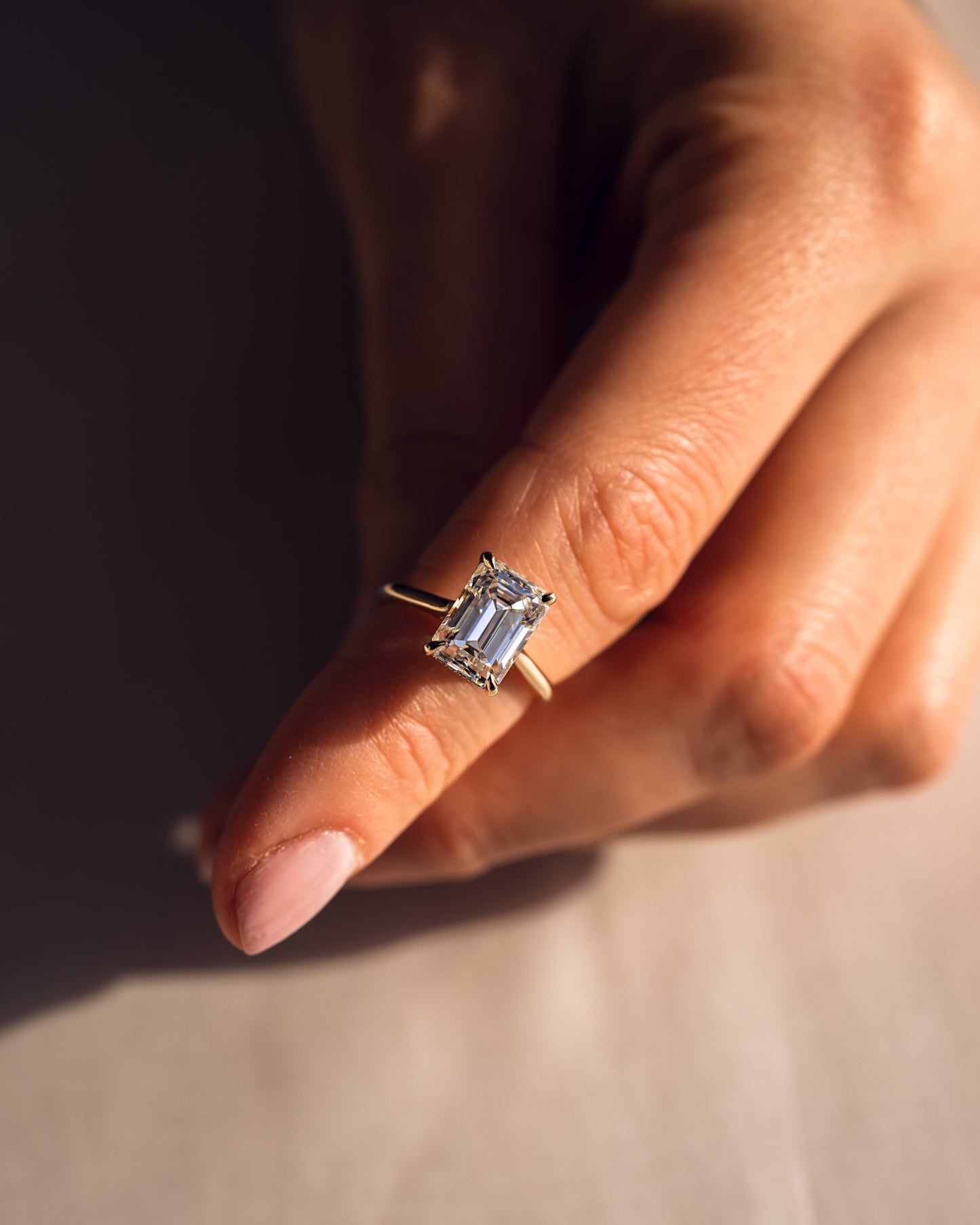 3.24 CT Emerald Cut Hidden Halo Moissanite Engagement Ring