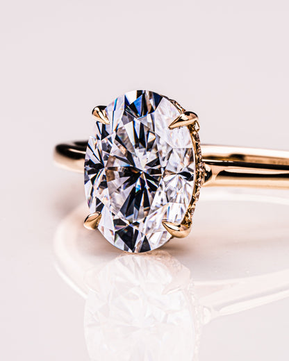 2.72 CT Oval Cut Hidden Halo Setting Moissanite Engagement Ring