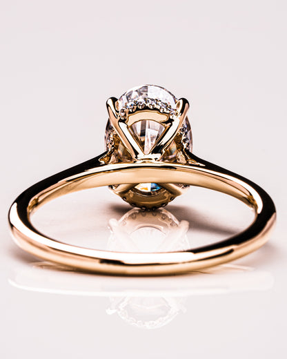 2.72 CT Oval Cut Hidden Halo Setting Moissanite Engagement Ring