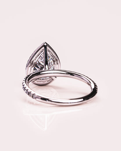1.93 CT Pear Halo Pave Moissanite Engagement Ring