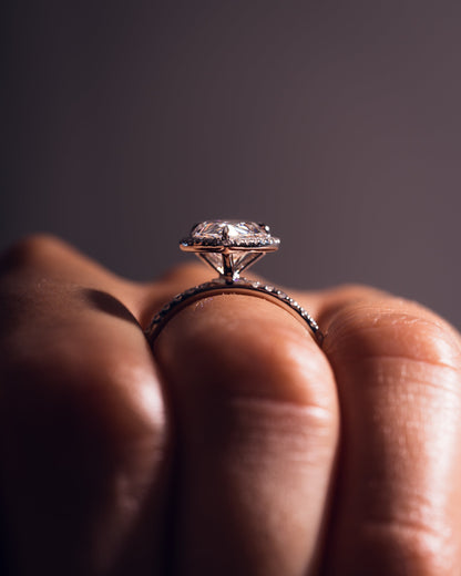 1.93 CT Pear Halo Pave Moissanite Engagement Ring