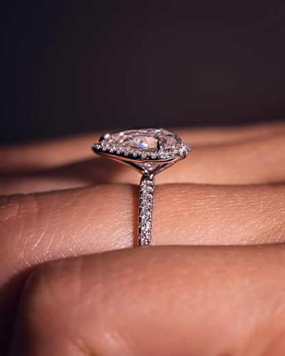 1.93 CT Pear Halo Pave Moissanite Engagement Ring