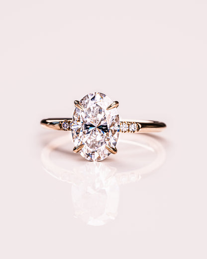 2.72 CT Oval Cut Hidden Halo Setting Moissanite Engagement Ring