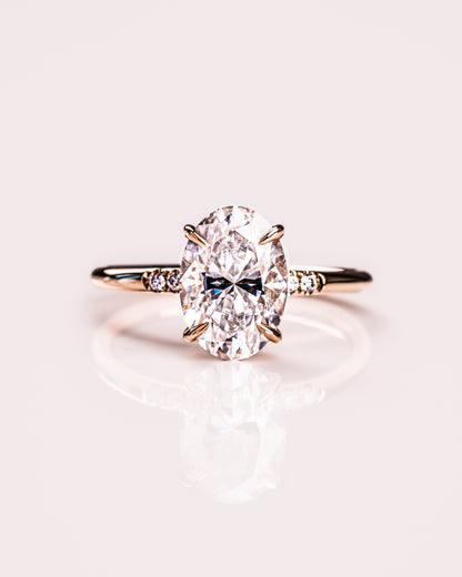 2.72 CT Oval Cut Hidden Halo Setting Moissanite Engagement Ring