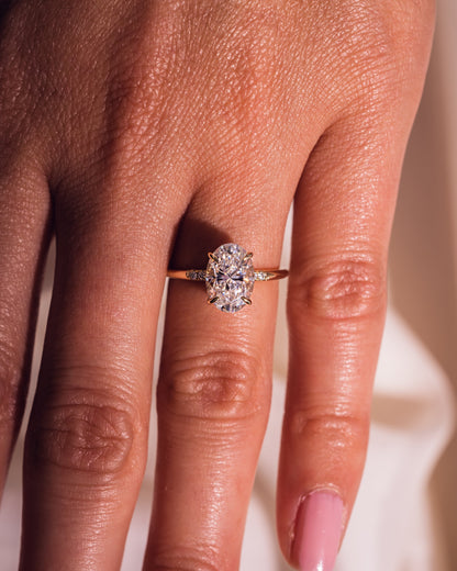 2.72 CT Oval Cut Hidden Halo Setting Moissanite Engagement Ring